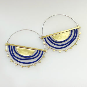 Hemisphere Brass + Cobalt Beaded Hoop