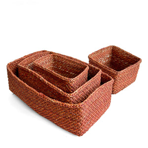 Rectangular Rust Tabletop Iringa Basket