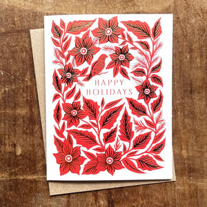 Watson Stationery Card Set - Poinsettia Happy Holidays