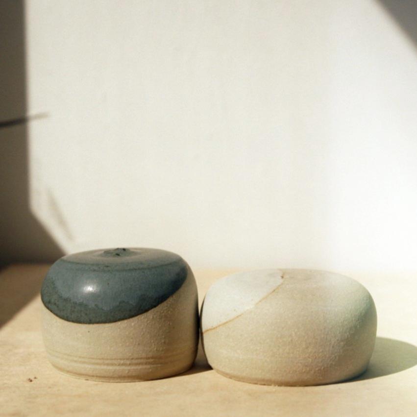 Ceramic Dip Salt + Pepper Set - Whiskey + Clay