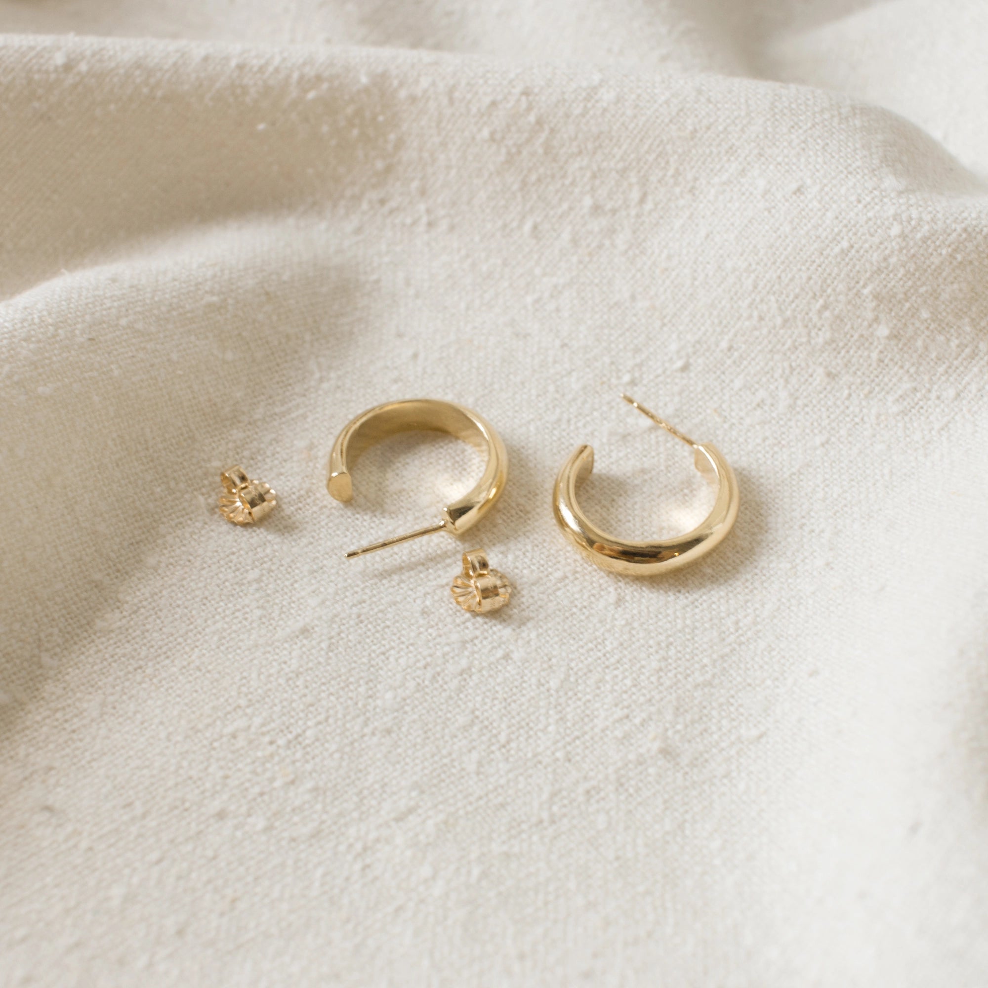 Jane Half-Round Hoops - Gold