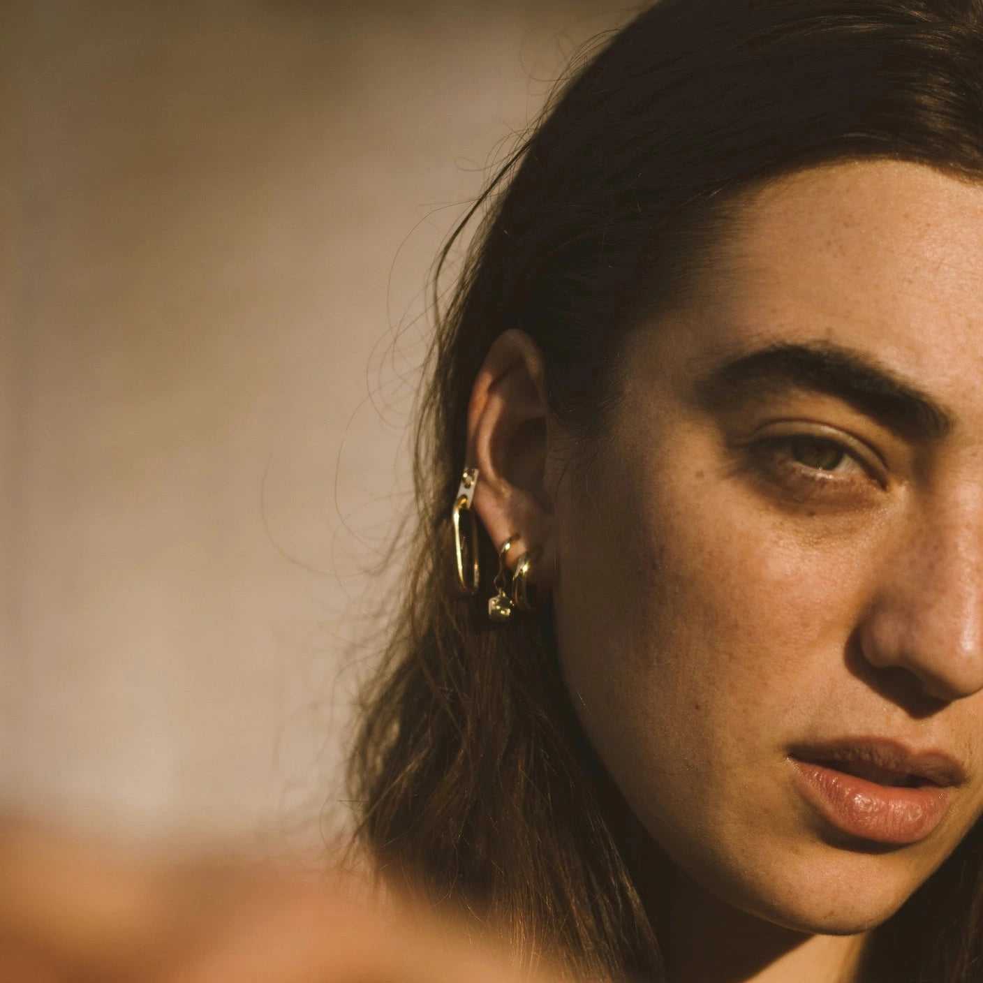 Jane Half-Round Hoops - Gold