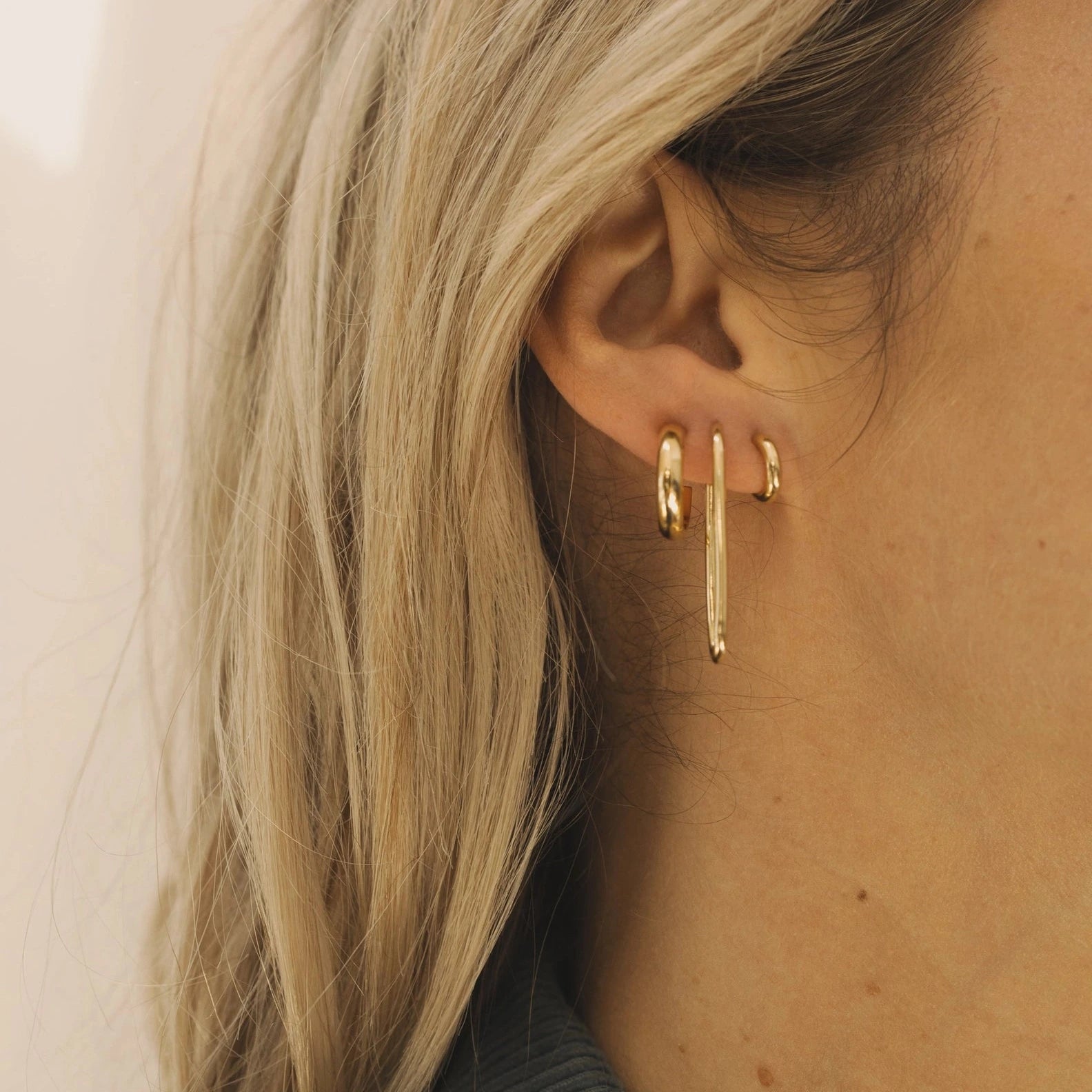 Jane Half-Round Hoops - Gold
