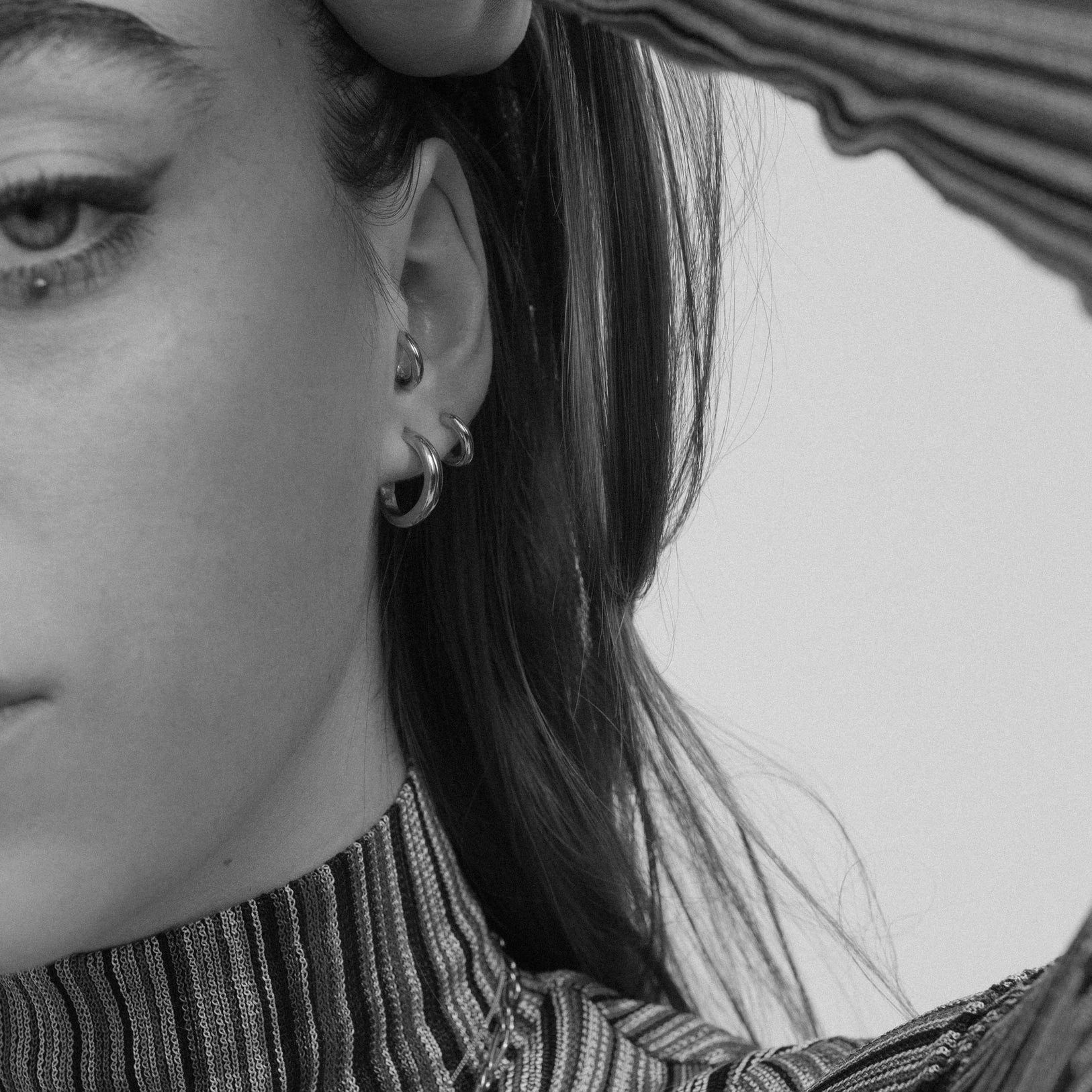 Jane Half-Round Hoops - Silver