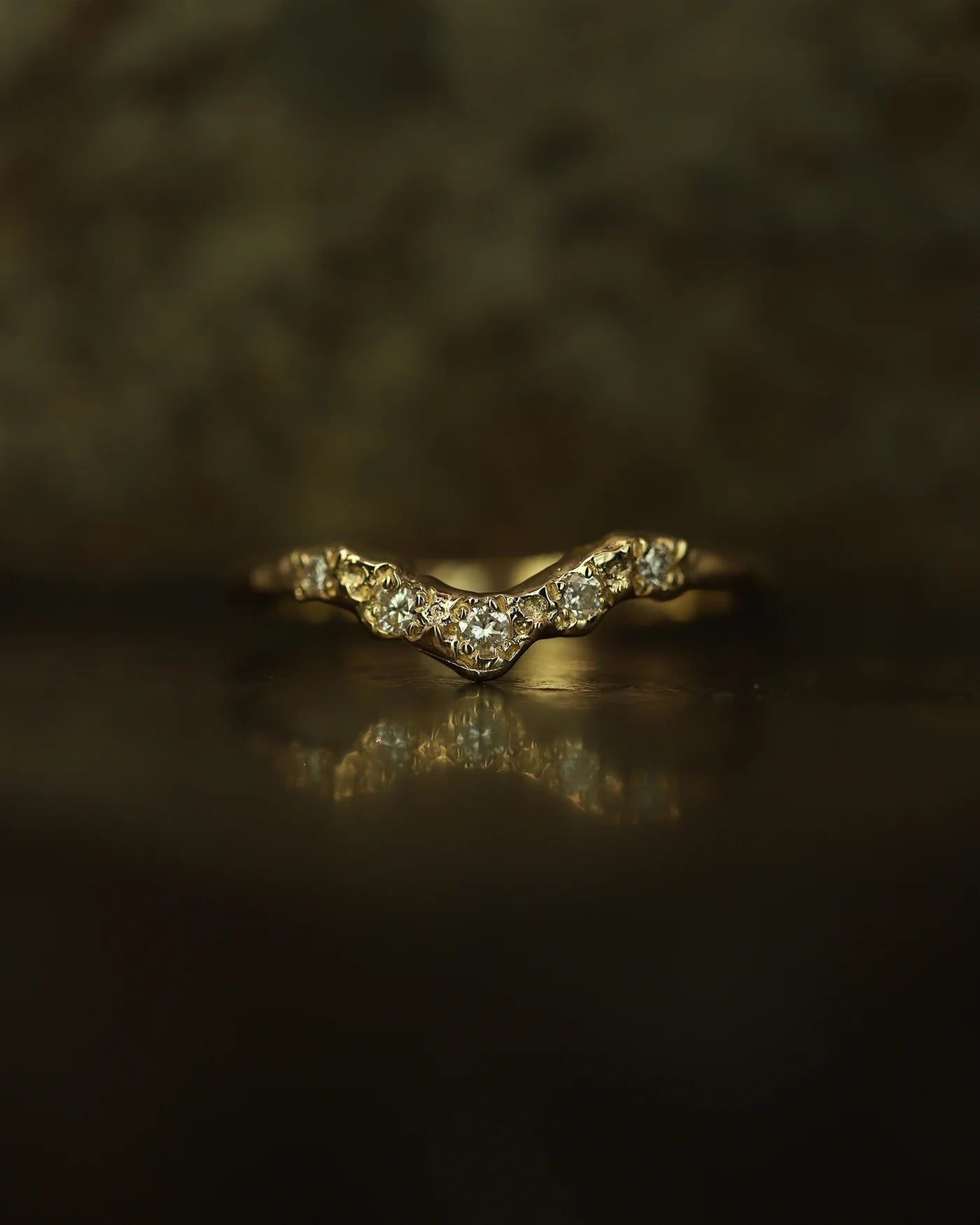 V Shape Icy White Diamond Ring