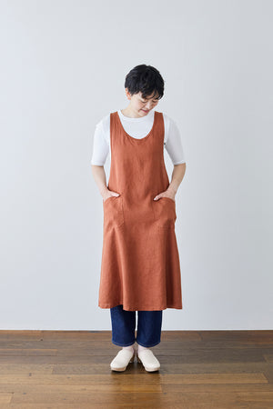 Linen Over Dress Apron (Rust)
