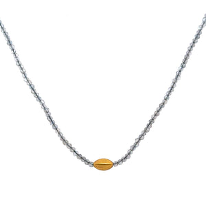 Labradorite Strand Necklace with 18k Rice Bead