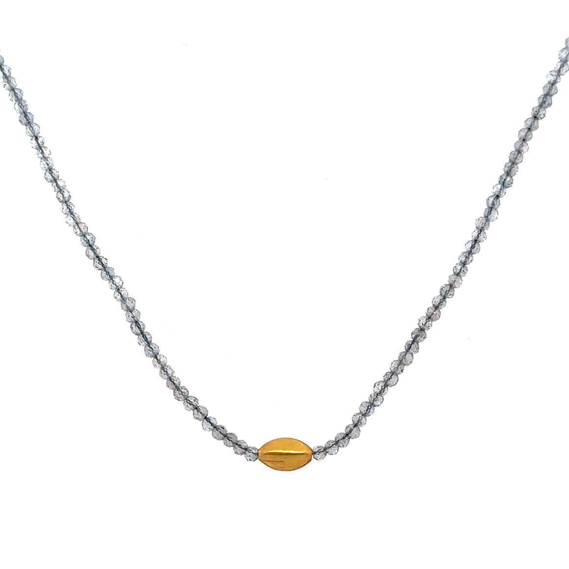 Labradorite Strand Necklace with 18k Rice Bead