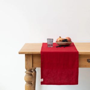 Linen Table Runner - Red Tomato
