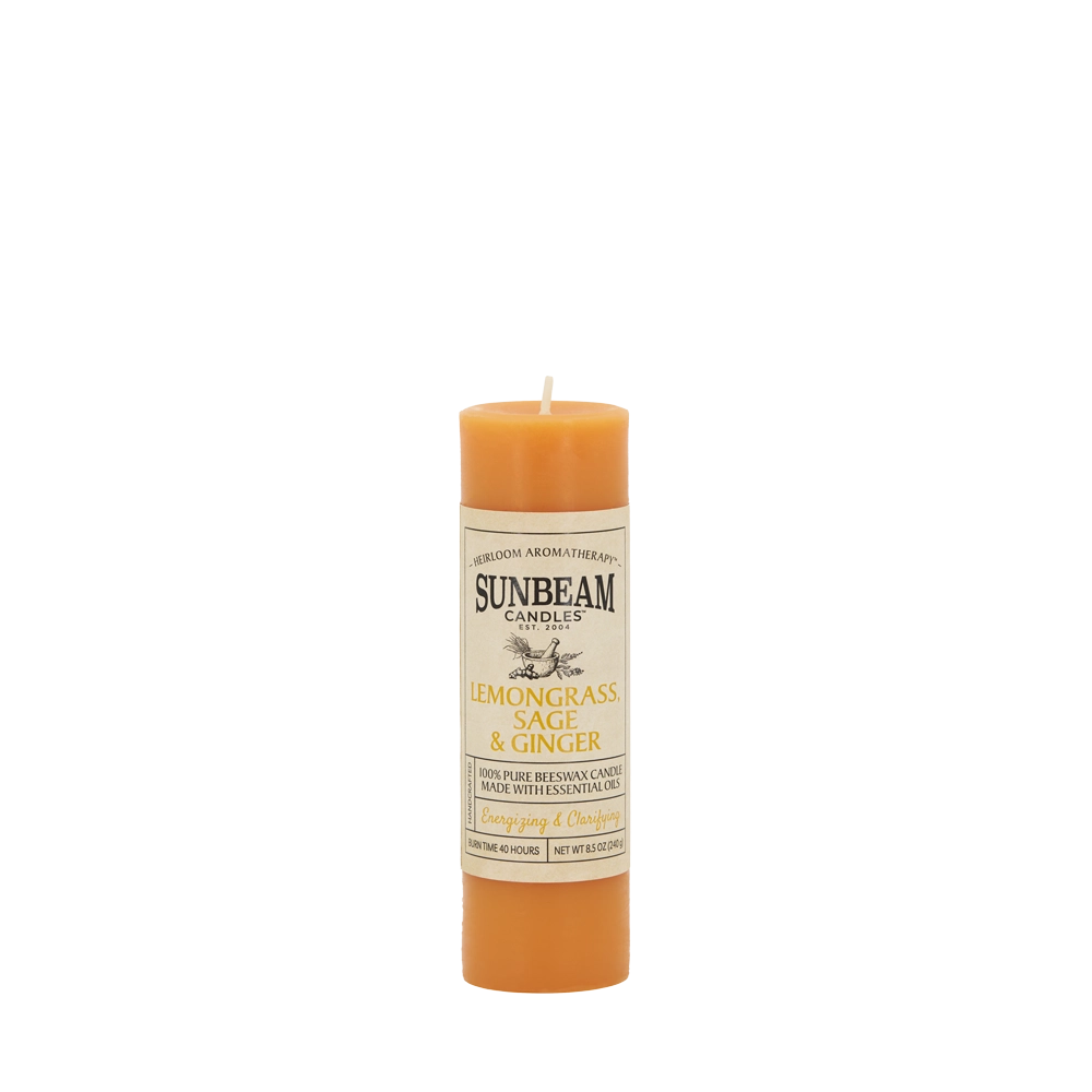 Beeswax Pillar - Lemongrass, Sage & Ginger