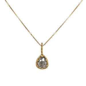 10k Salt + Pepper Diamond Pendant Necklace w/ Box Chain