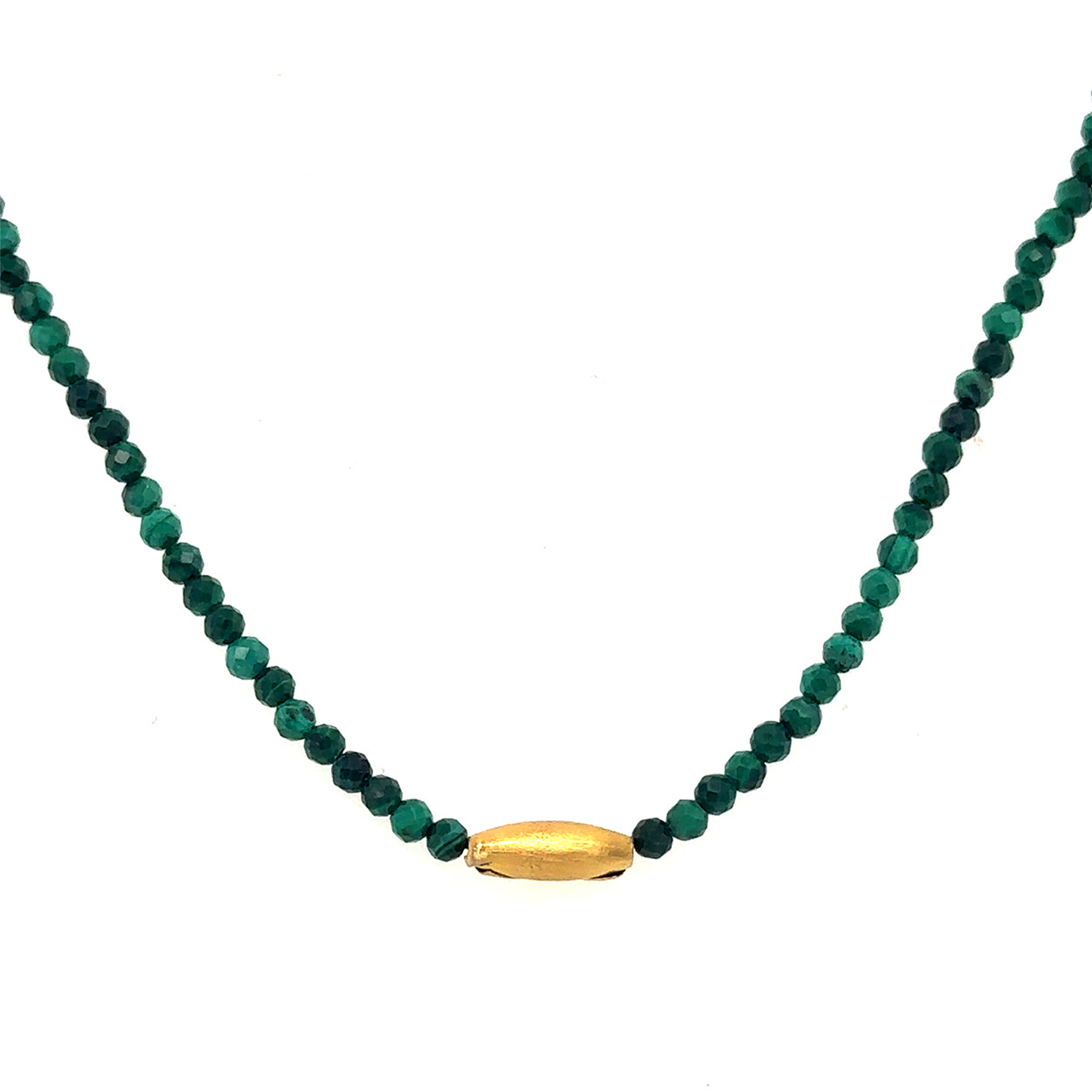 Malachite Strand Necklace w/ Golden Rice Bead