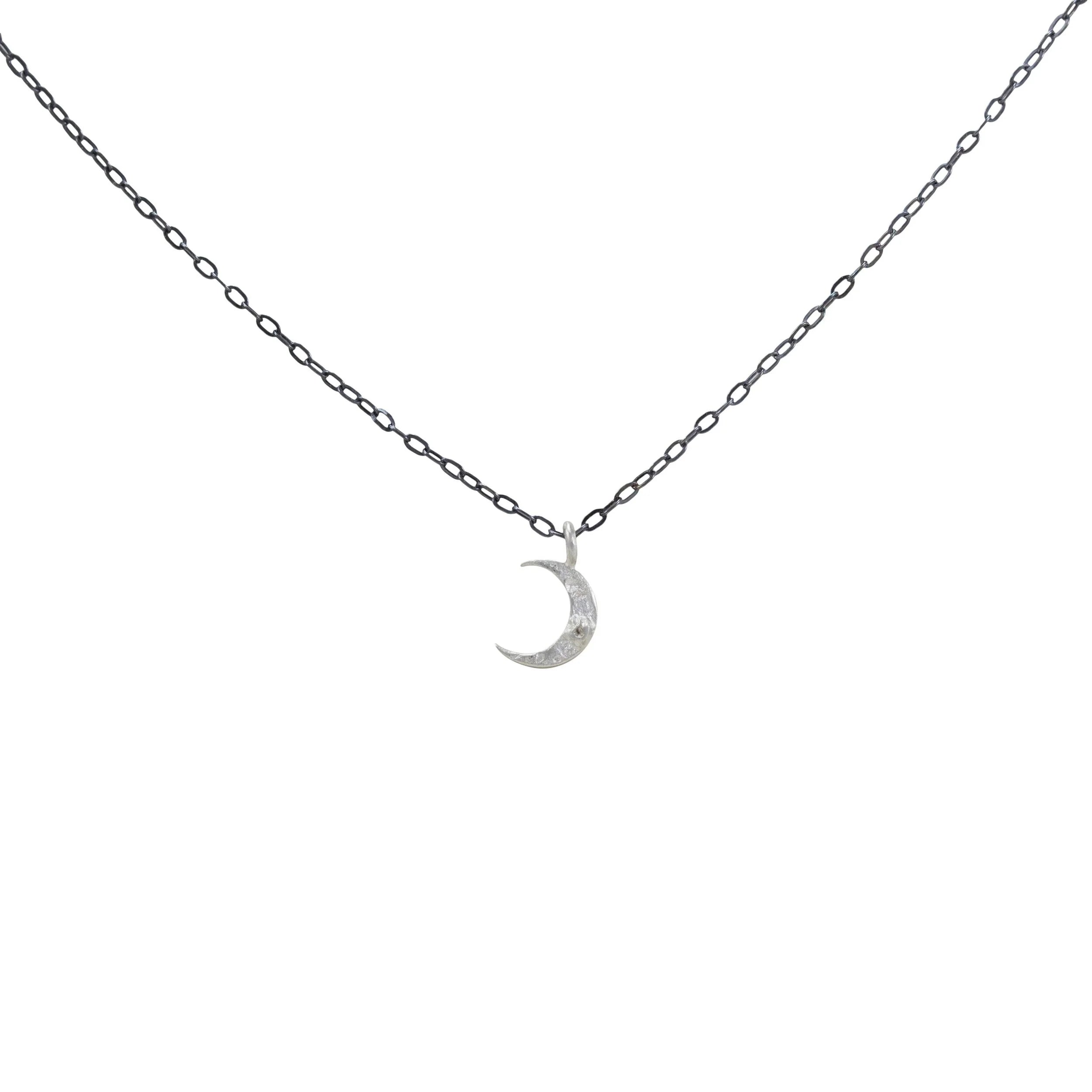Tiny SS Crescent Moon Necklace