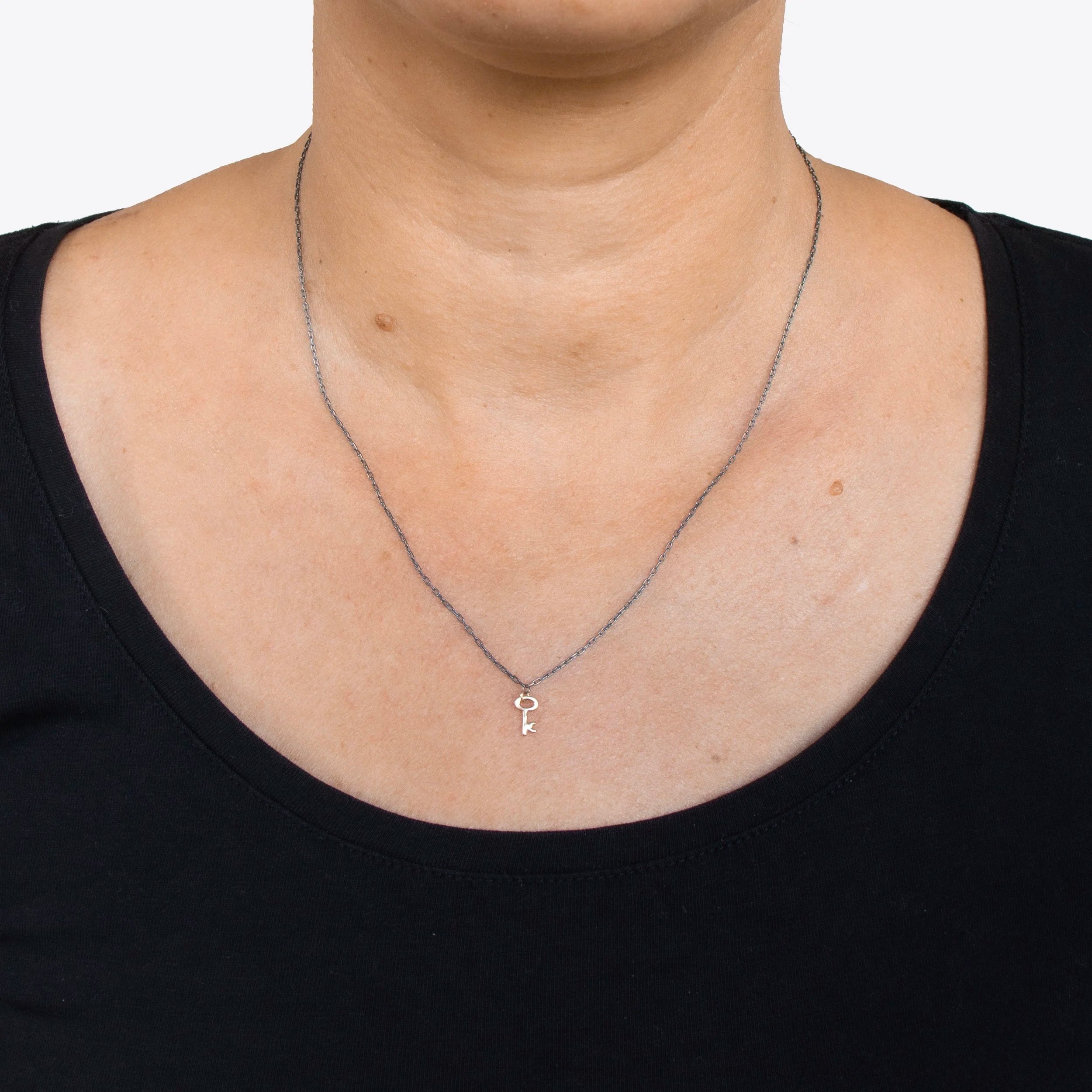 Tiny Mixed Metal Key Necklace