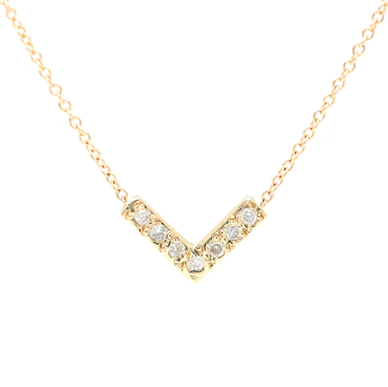 14K Diamond V Necklace