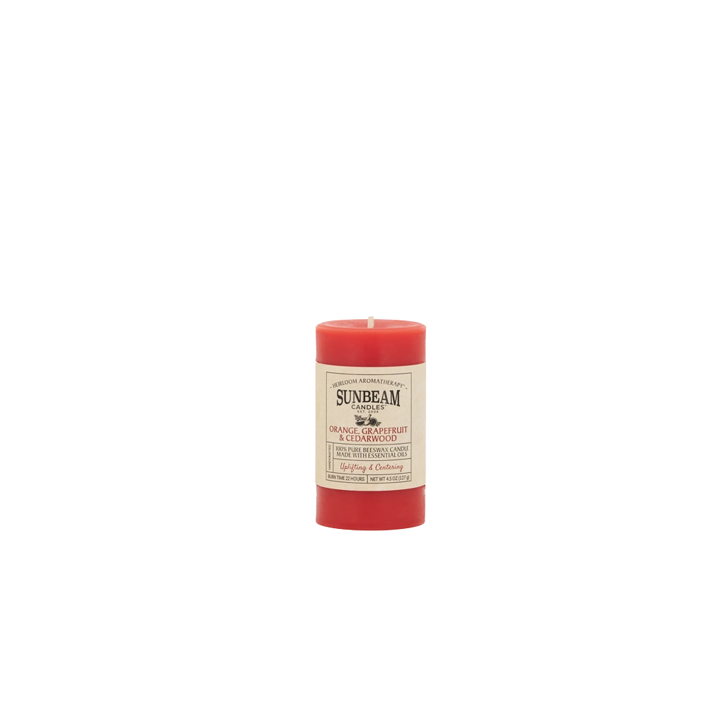 Beeswax Pillar - Orange, Grapefruit & Cedarwood