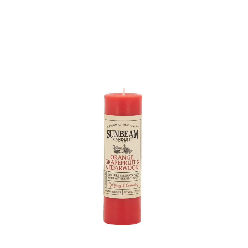 Beeswax Pillar - Orange, Grapefruit & Cedarwood