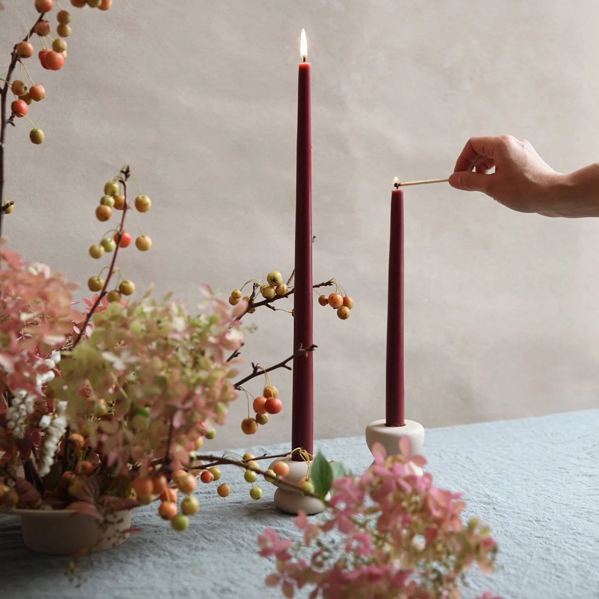 18" Taper Candles - Garnet
