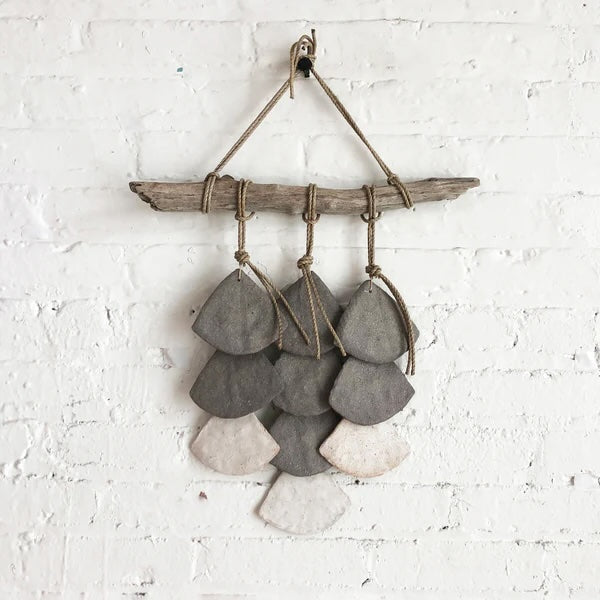 3 Strand Layered Shell Grey w/ White on Driftwood