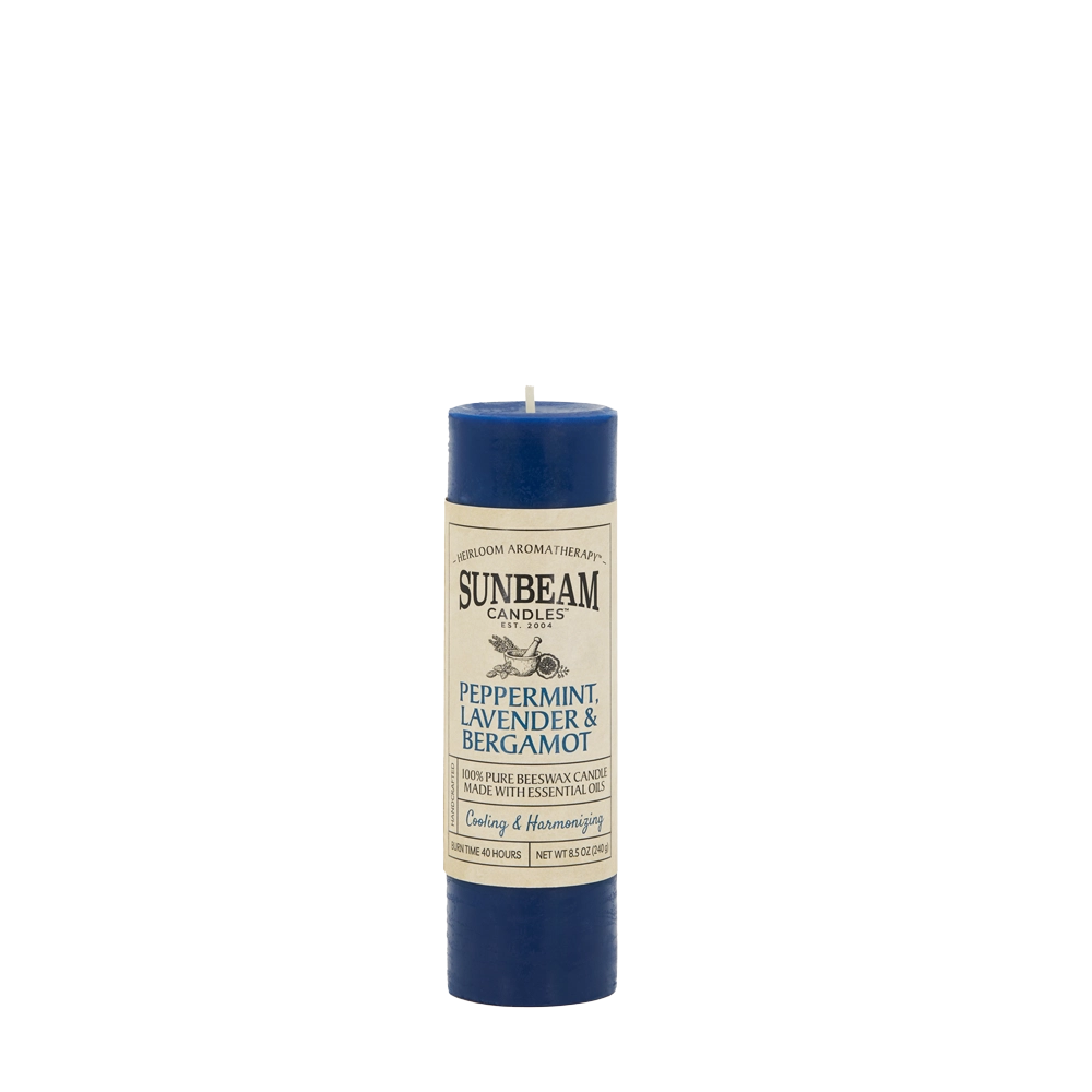 Beeswax Pillar - Peppermint, Lavender & Bergamot