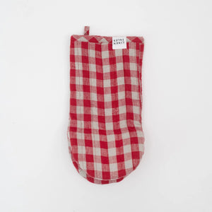 Linen Oven Mitt - Red Gingham