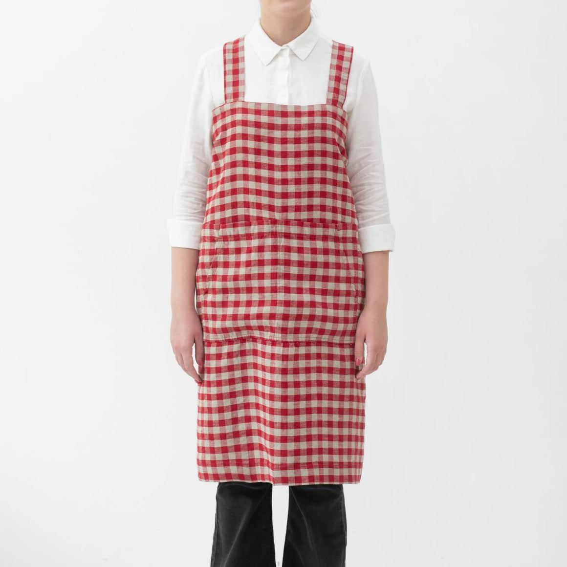 Linen Tales Pinafore Apron - Gingham Red