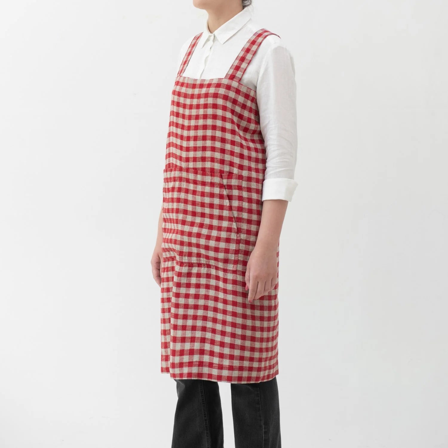 Linen Tales Pinafore Apron - Gingham Red