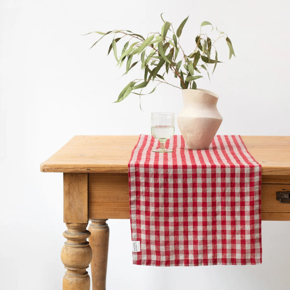 Linen Table Runner - Red Gingham