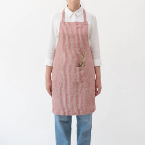 Linen Tales Daily Apron - Red Natural Stripes