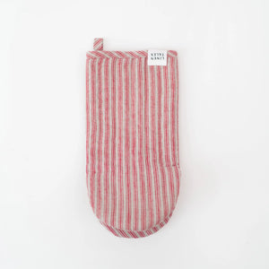 Linen Oven Mitt - Red/Natural Stripe