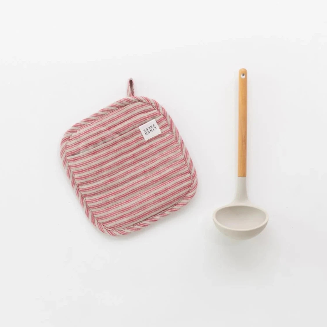 Linen Pot Holder - Red/Natural Stripes