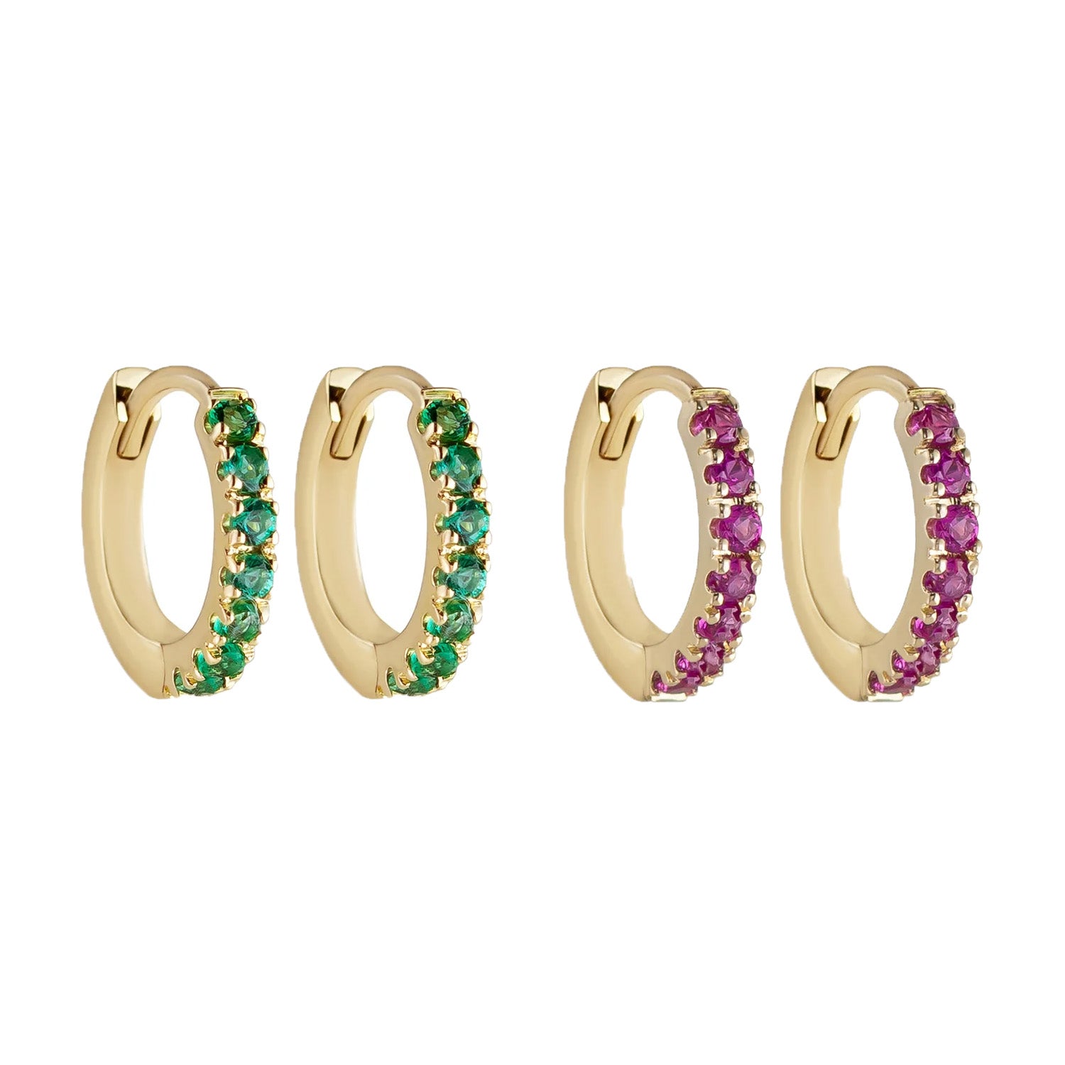 9k Pavé Gemstone Clicker Hoop