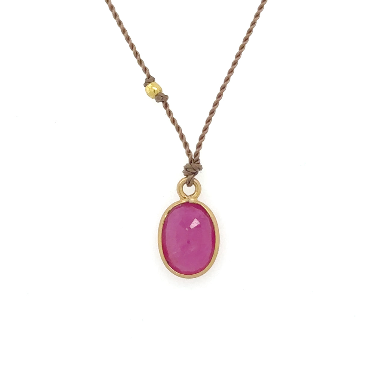 Oval Ruby Bezel Cord Necklace