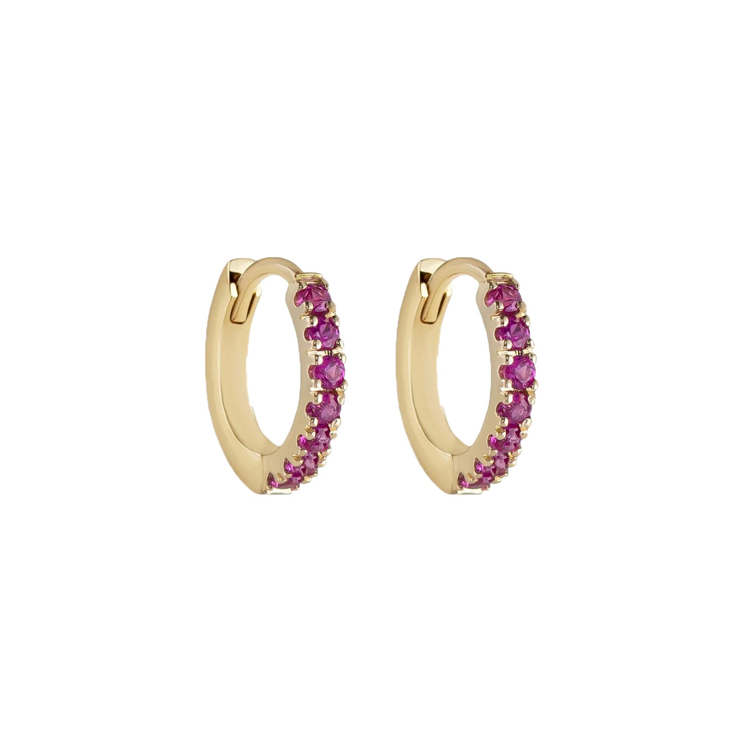 9k Pavé Gemstone Clicker Hoop