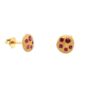 18k Ruby Spotted Disc Studs