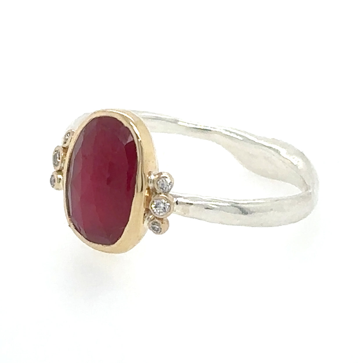 Ruby Ring with Diamond Whiskers