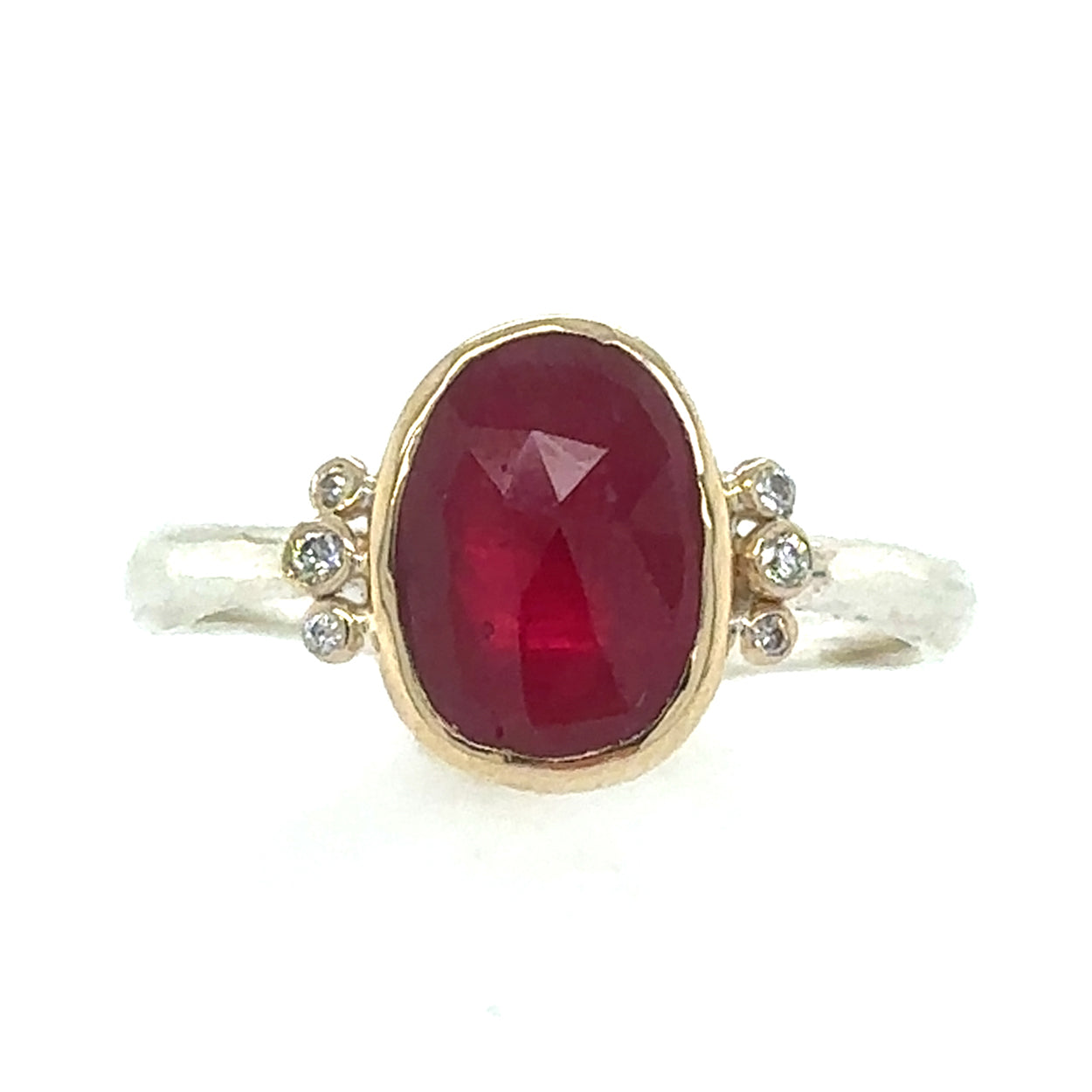 Ruby Ring with Diamond Whiskers