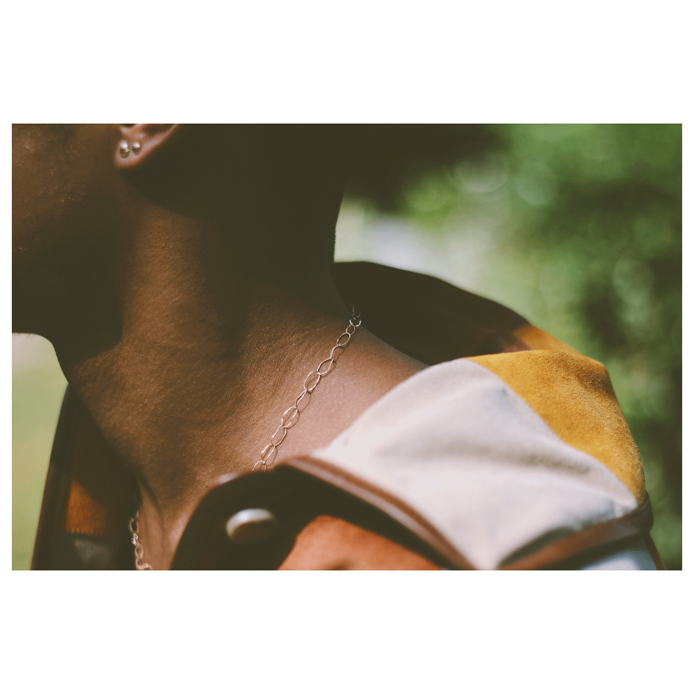 Slim Textured Gold Link Necklace