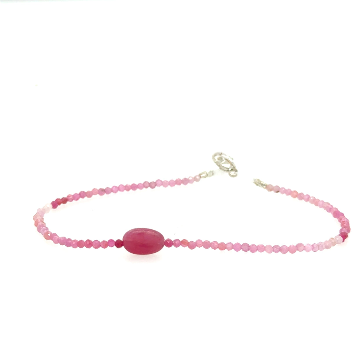 Pink Ruby with Smooth Bead Strand Bracelet