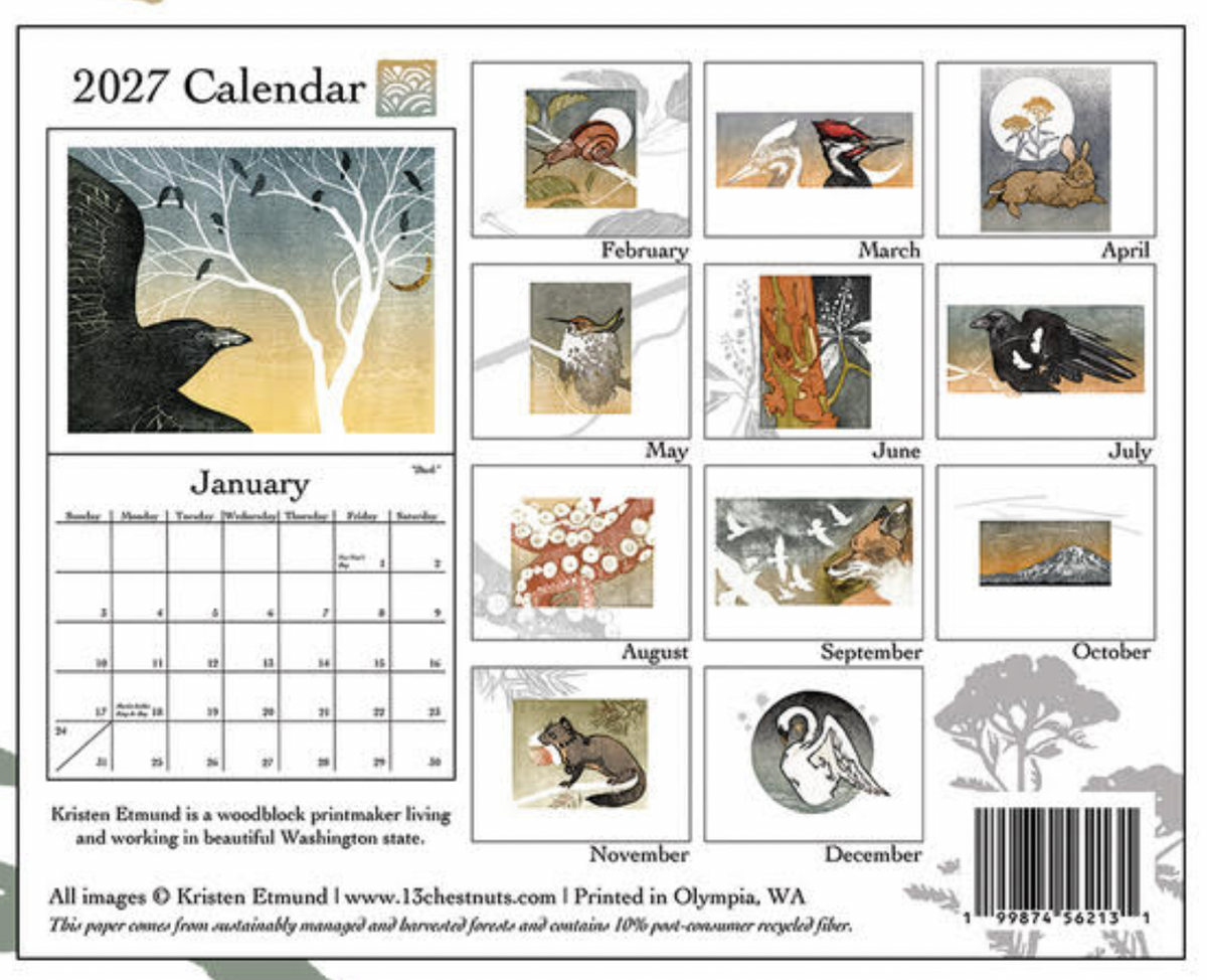 2027 Woodblock Calendar