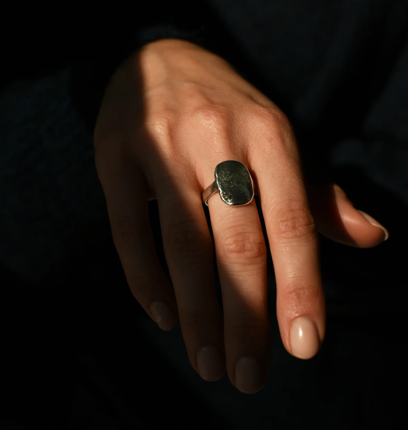 Flat Brass Signet Ring