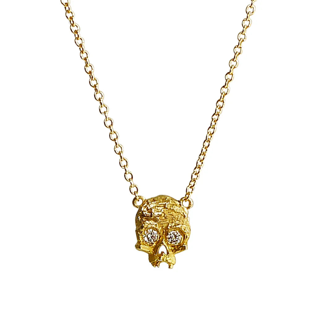 14k Cubist Skull Necklace