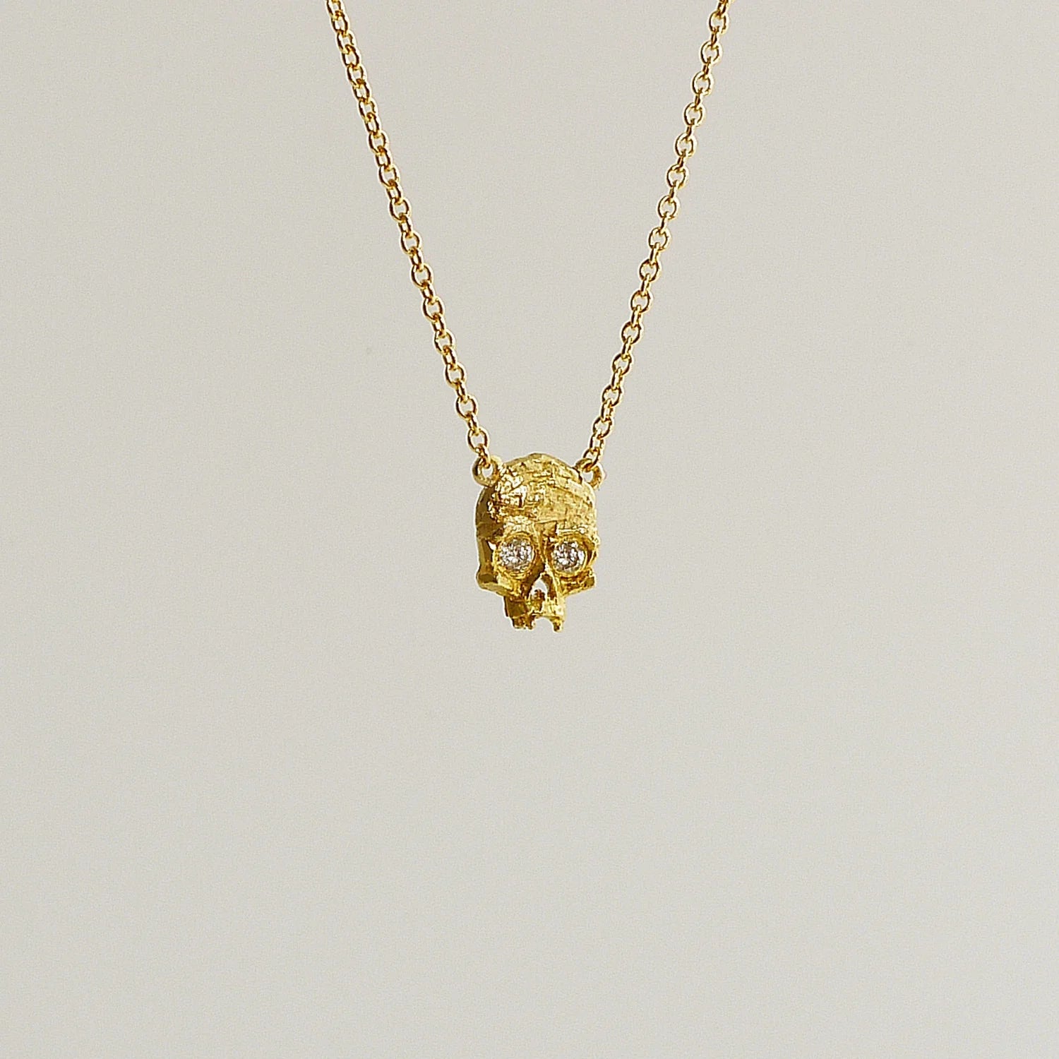 14k Cubist Skull Necklace