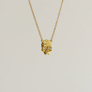 14k Cubist Skull Necklace