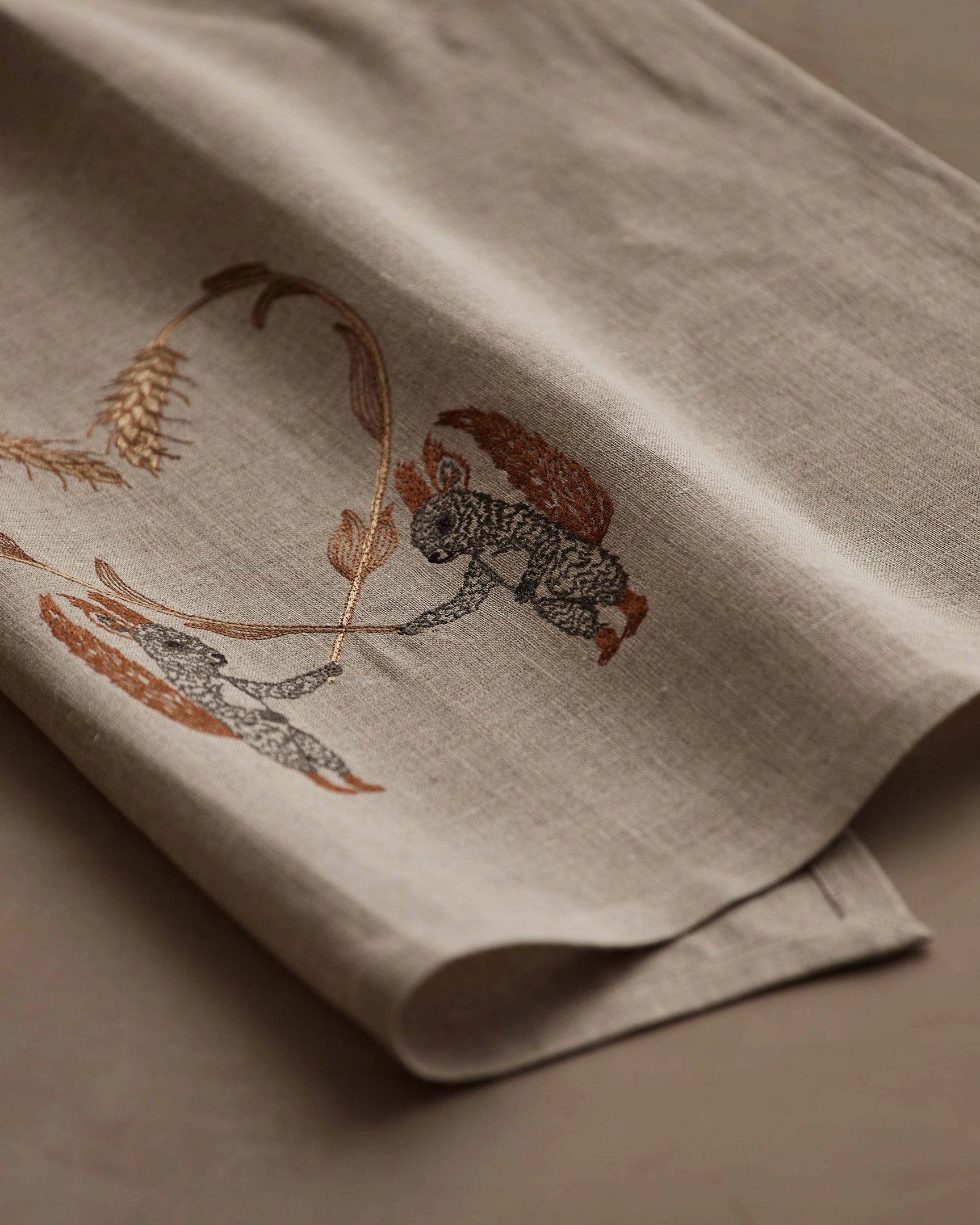 Squirrels with Wheat Tea Towel