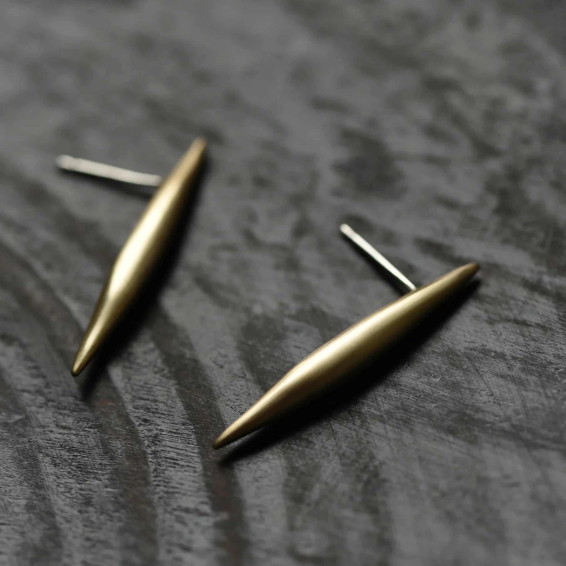 Brass Tapered Pin Post Earrings