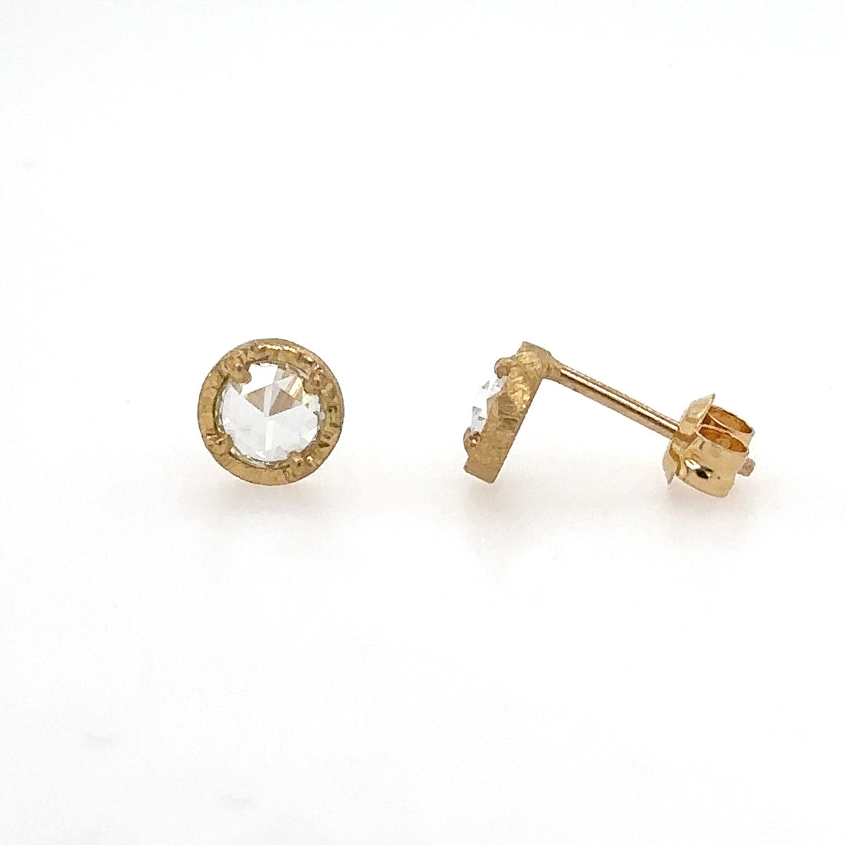 18k Large Rose Cut Diamond Studs