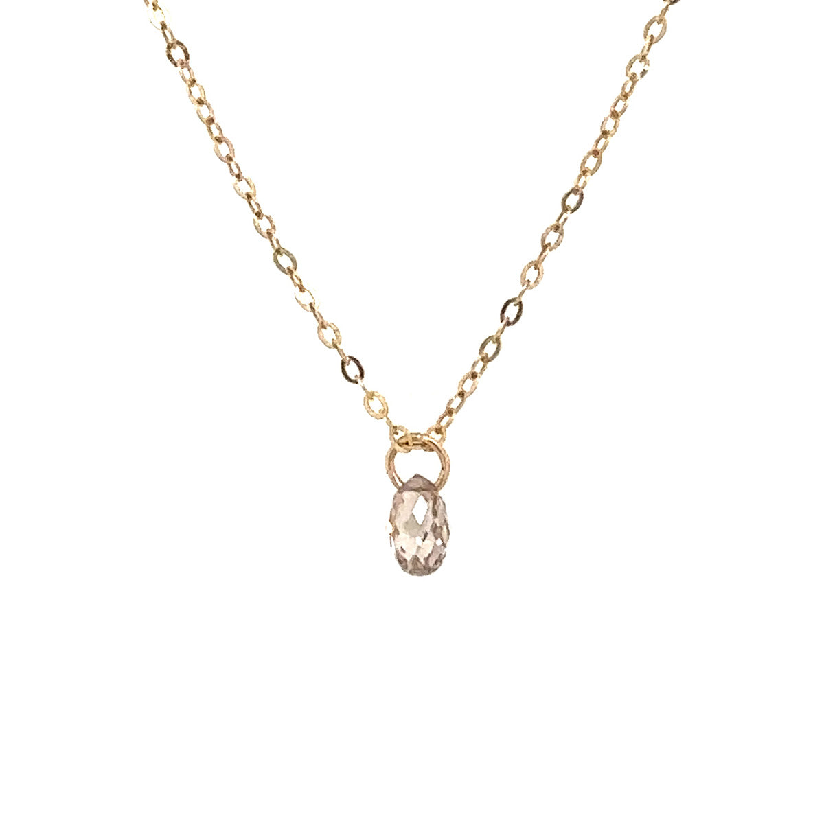 14k Champagne Diamond Briolette Necklace