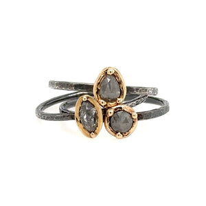 Molten Diamond Solitaire Stacking Ring