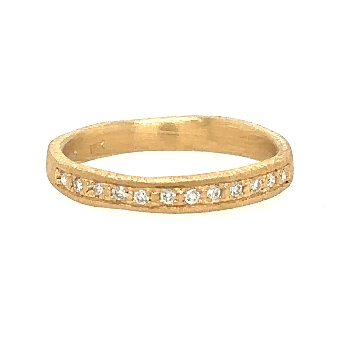 18k Brushed Pavé Diamond Band